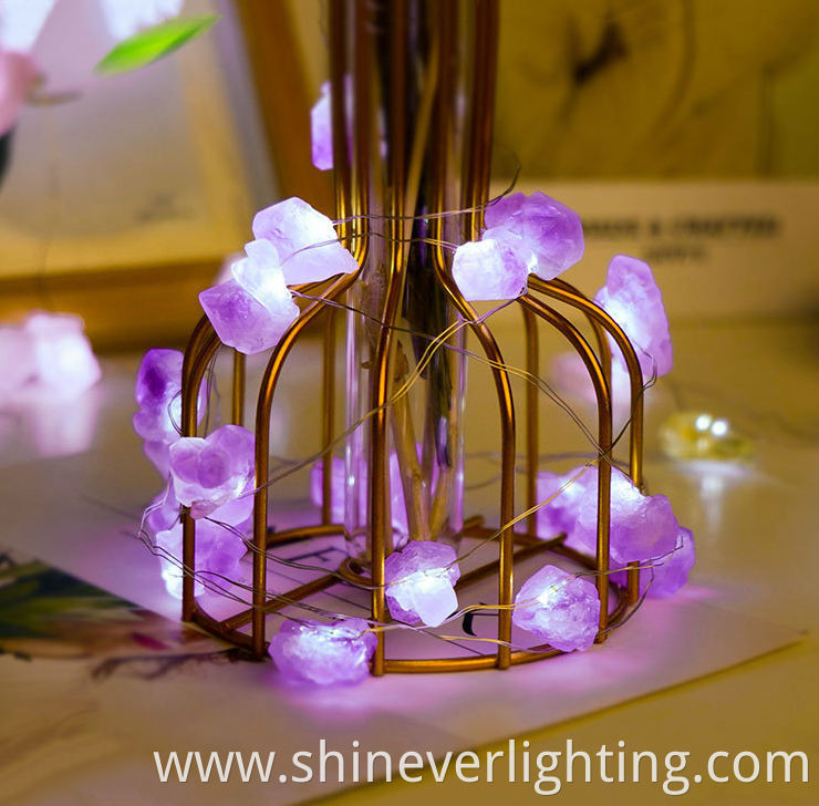 Rose Clear Raw Stone String Lights
